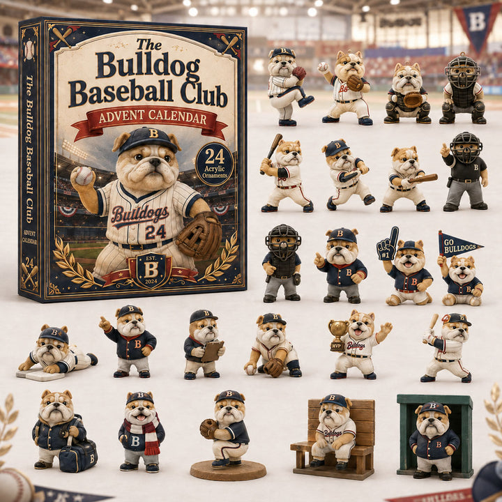 CHRISMAST KICKOFF 40% OFF - Bulldog Baseball Club Advent Calendar 2026 - 24-Day Festive Countdown, Acrylic Charms Blind Box - Gift For Dog Lovers AC0TH131