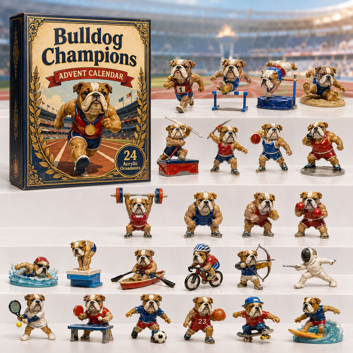 CHRISMAST KICKOFF 40% OFF - Bulldog Champion Sports Advent Calendar 2026 - 24-Day Festive Countdown, Acrylic Charms Blind Box - Gift For Dog Lovers AC0TH133