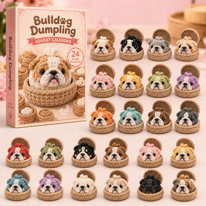 CHRISMAST KICKOFF 40% OFF - Bulldog Dumpling Crochet Advent Calendar 2026 - 24-Day Festive Countdown, Acrylic Charms Blind Box - Gift For Crochet Lovers AC0TH164