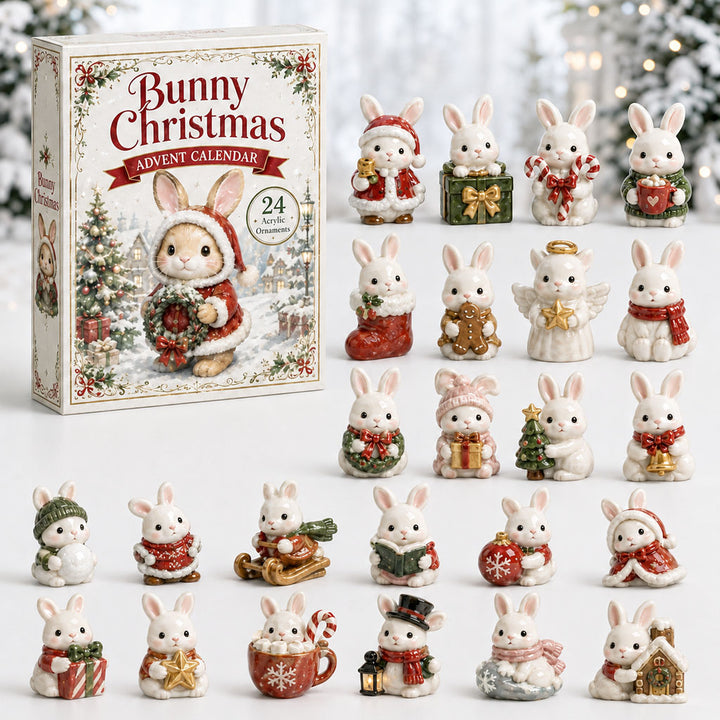 CHRISTMAS KICKOFF 40% OFF - Bunny Christmas Advent Calendar 2026 - 24-Day Festive Countdown, Acrylic Charms Blind Box - Gift For Bunny Lovers