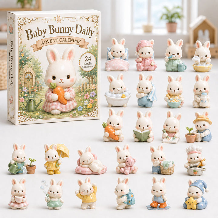 CHRISTMAS KICKOFF 40% OFF - Bunny Daily Advent Calendar 2026 - 24-Day Festive Countdown, Acrylic Charms Blind Box - Gift For Bunny Lovers