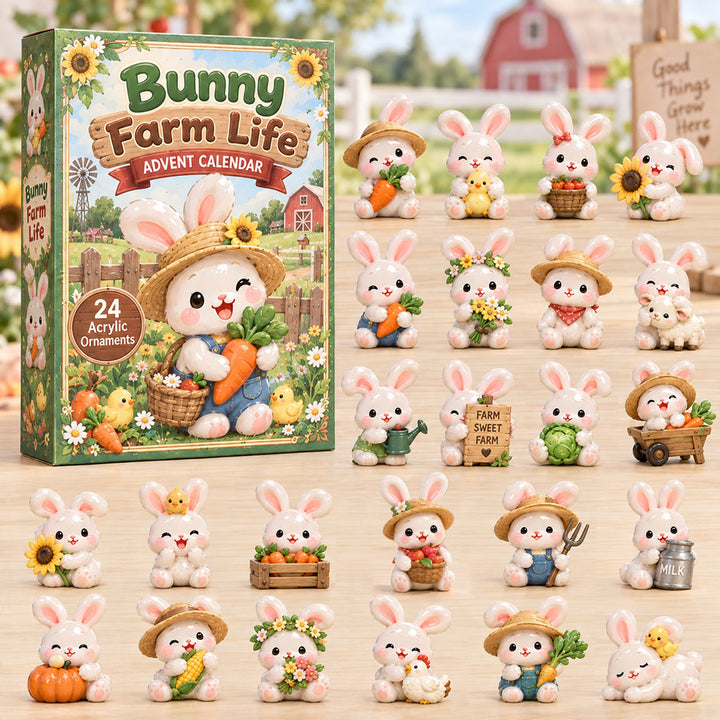 CHRISTMAS KICKOFF 40% OFF - Bunny Farm Life Advent Calendar 2026 - 24-Day Festive Countdown, Acrylic Charms Blind Box - Gift For Bunny Lovers AC0HA244