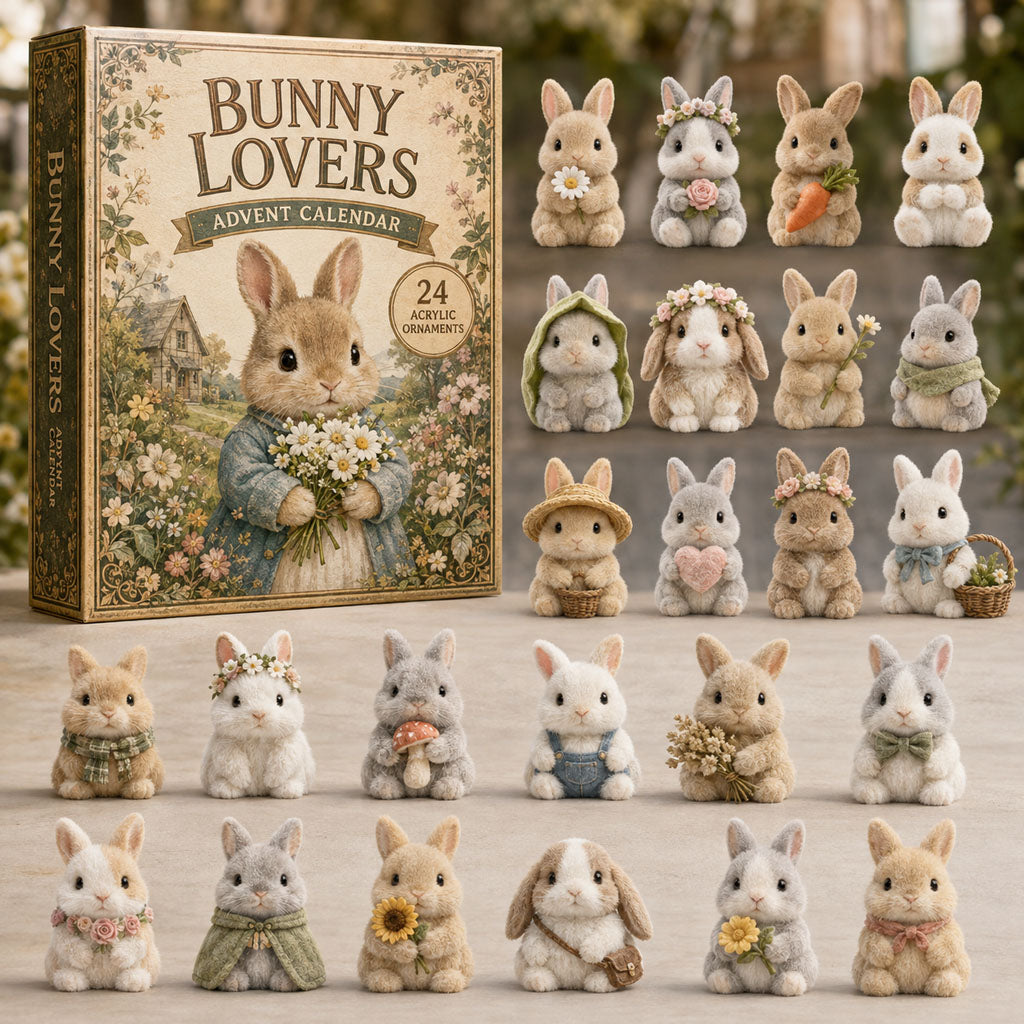 CHRISTMAS KICKOFF 40% OFF - Bunny Lovers Advent Calendar 2026 - 24-Day Festive Countdown, Acrylic Charms Blind Box - Gift For Farm Lovers AC0TM028