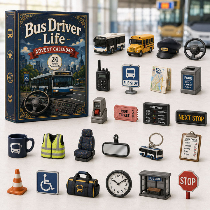 CHRISTMAS KICKOFF 40% OFF - Bus Driver Life Advent Calendar 2026 - 24-Day Festive Countdown, Acrylic Charms Blind Box - Gift For Job Lovers AC0HA226