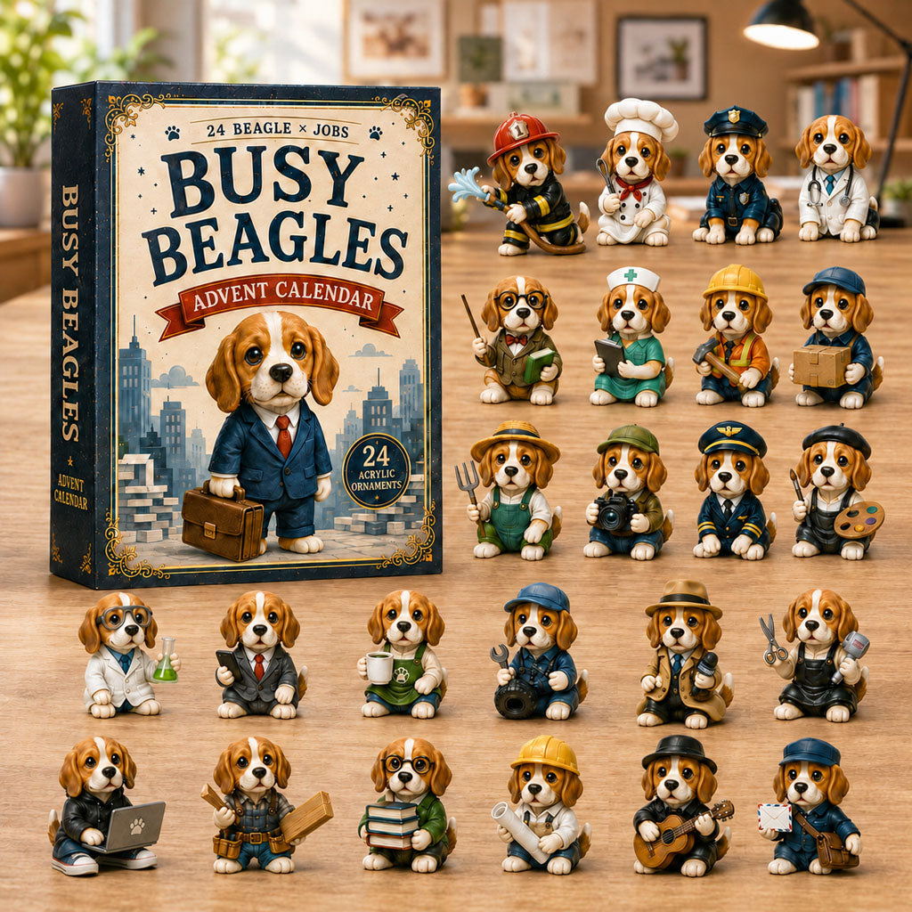 CHRISTMAS KICKOFF 40% OFF - Busy Beagles Advent Calendar 2026 - 24-Day Festive Countdown, Acrylic Charms Blind Box - Gift For Beagle Lovers AC0NT129