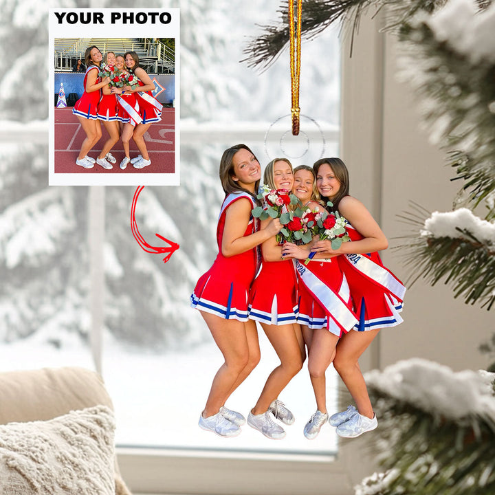 Cheer Squad - Personalized Photo Mica Ornament - Christmas Gift For Friends, Besties