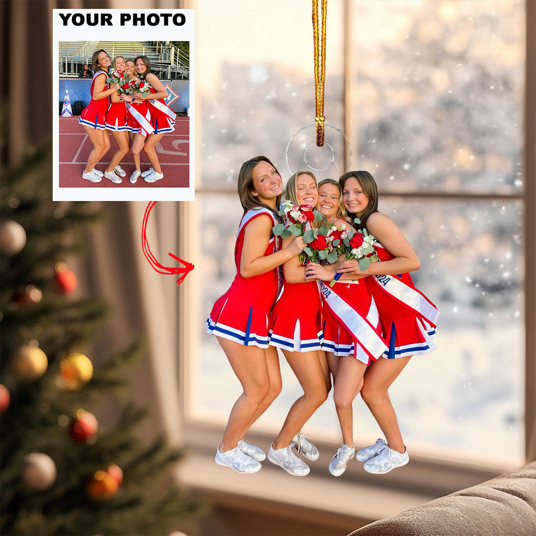 Cheer Squad - Personalized Photo Mica Ornament - Christmas Gift For Friends, Besties
