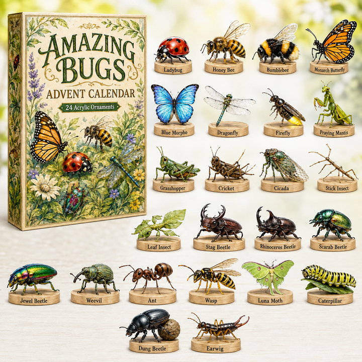 🐞 CHRISTMAS KICKOFF 40% OFF 🌿 - Amazing Bugs Advent Calendar 2026 - 24-Day Festive Countdown, Acrylic Charms Blind Box - Gift For Bug Lovers