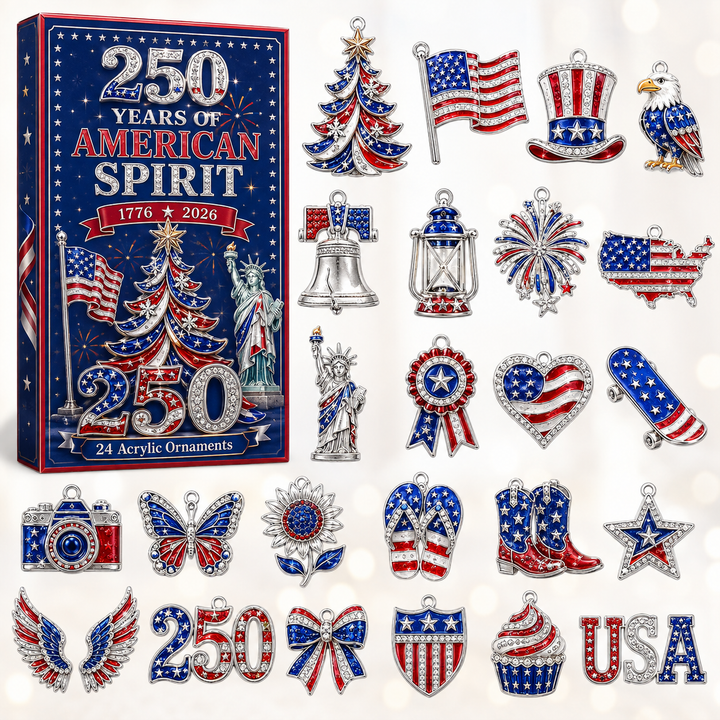 🎉 CHRISTMAS KICKOFF 40% OFF ❤️ - America 250th Icons Advent Calendar 2026 - 24-Day Festive Countdown, Acrylic Charms Blind Box - Gift For Family & Friends