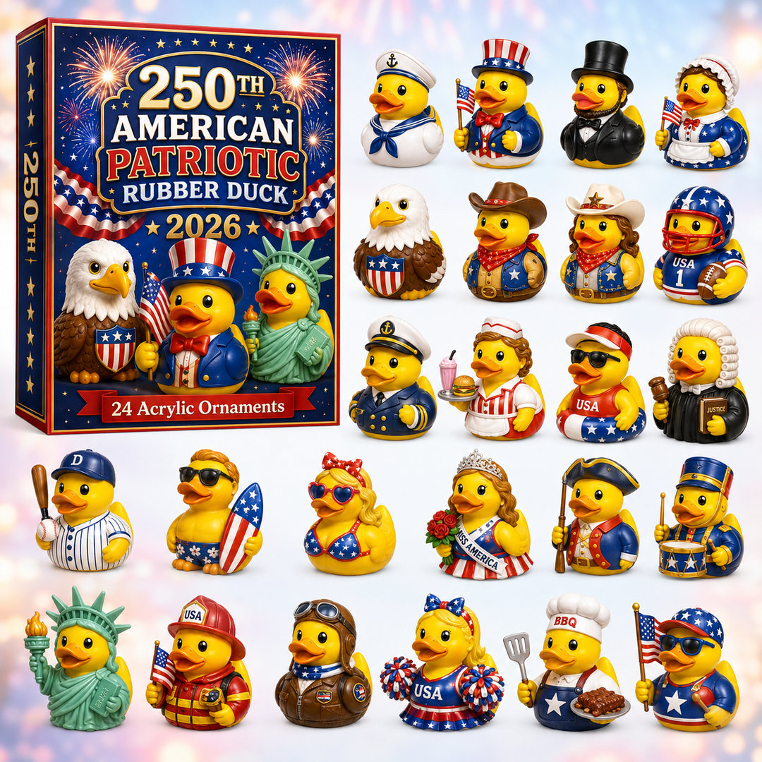 ⭐ CHRISTMAS KICKOFF 40% OFF 💙 - American Patriotic Rubber Duck Advent Calendar 2026 - 24-Day Festive Countdown, Acrylic Charms Blind Box - Gift For Family & Friends