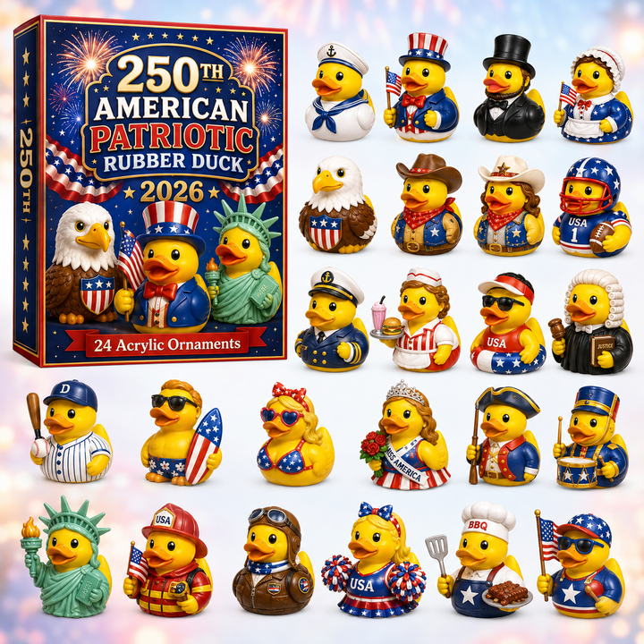 ⭐ CHRISTMAS KICKOFF 40% OFF 💙 - American Patriotic Rubber Duck Advent Calendar 2026 - 24-Day Festive Countdown, Acrylic Charms Blind Box - Gift For Family & Friends