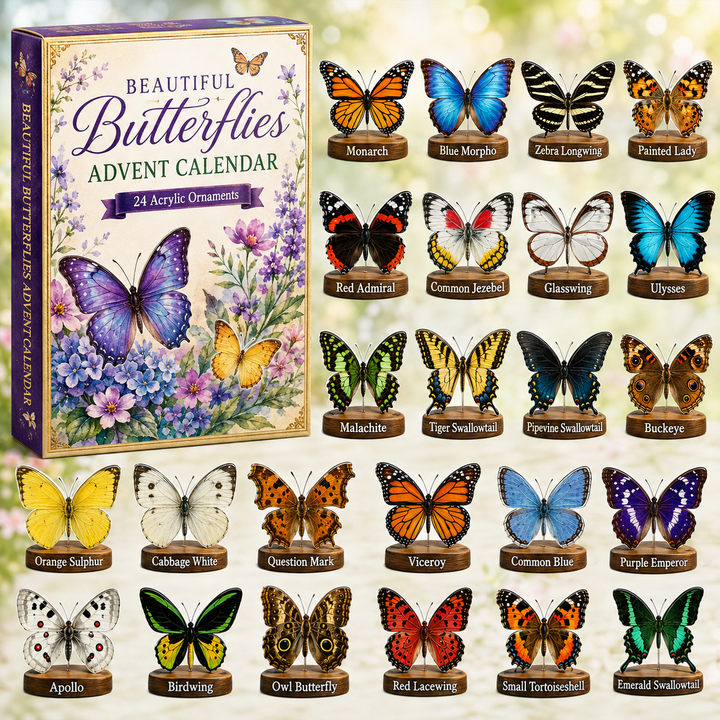 🦋 CHRISTMAS KICKOFF 40% OFF 🌺 - Beautiful Butterflies Advent Calendar 2026 - 24-Day Festive Countdown, Acrylic Charms Blind Box - Gift For Butterfly Lovers