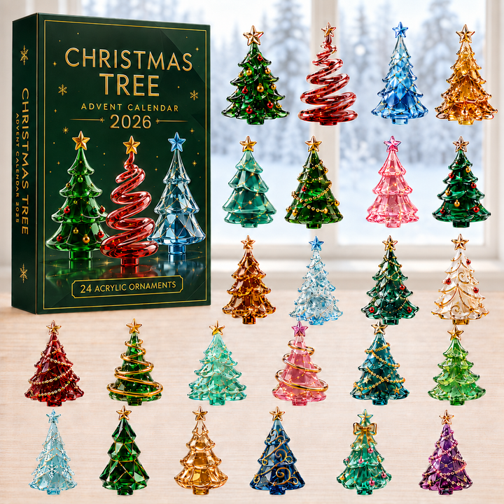 🎄 CHRISTMAS KICKOFF 40% OFF 🎁 - Christmas Glass Tree Advent Calendar 2026 - 24-Day Festive Countdown, Acrylic Charms Blind Box - Gift For Family & Friends