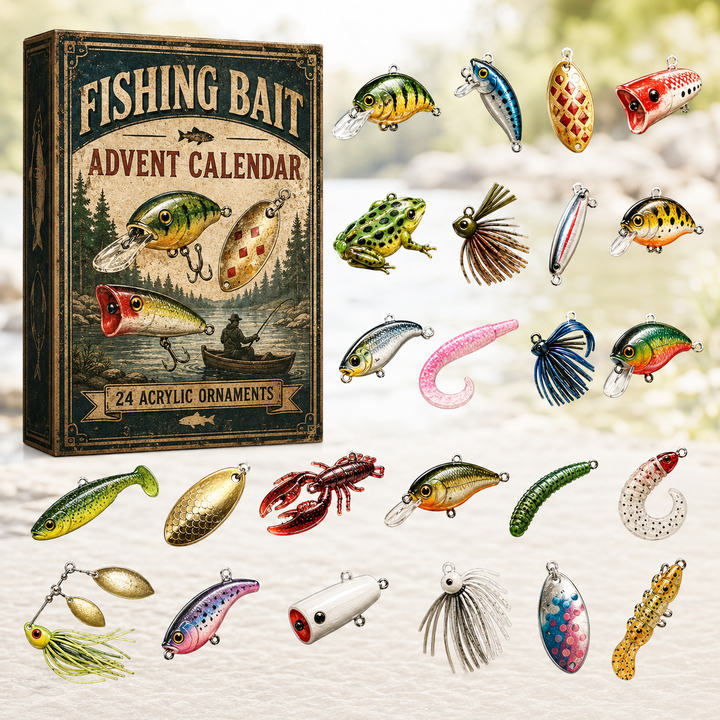 🐟 CHRISTMAS KICKOFF 40% OFF 🎣 - Fishing Bait & Tackle Advent Calendar 2026 - 24-Day Festive Countdown, Acrylic Charms Blind Box - Gift For Fishing Lovers