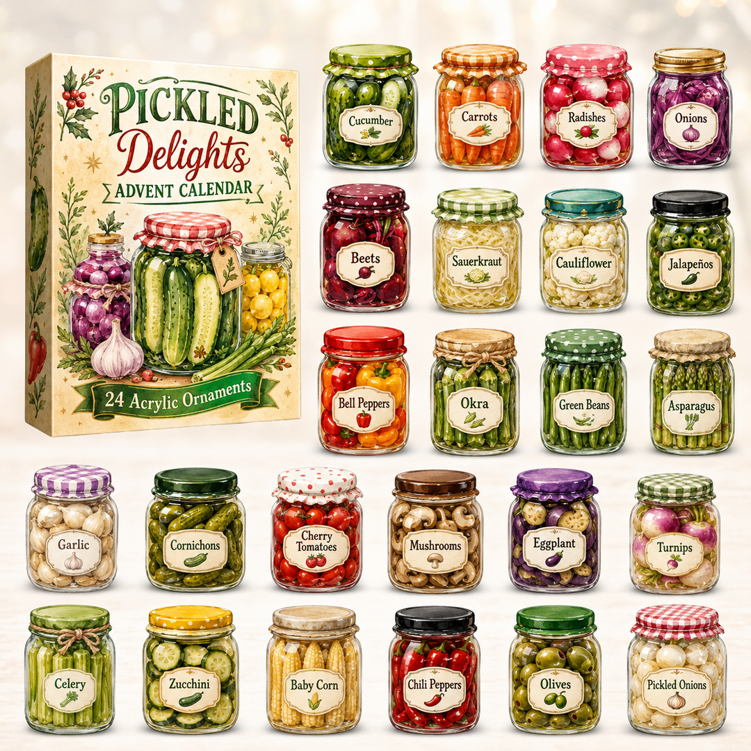 🫙 CHRISTMAS KICKOFF 40% OFF 🥒 - Garden Pickles Advent Calendar 2026 - 24-Day Festive Countdown, Acrylic Charms Blind Box - Gift For Gardening Lovers