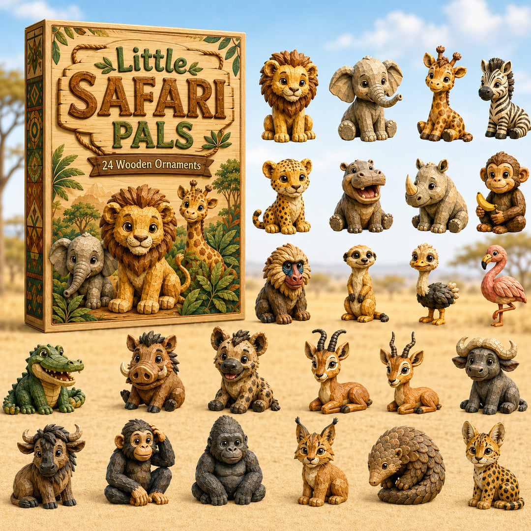 CHRISTMAS KICKOFF 40% OFF - Little Safari Pals Advent Calendar 2026 - 24-Day Festive Countdown, Wooden Charms Blind Box - Gift For Nature Lovers AC0HT390