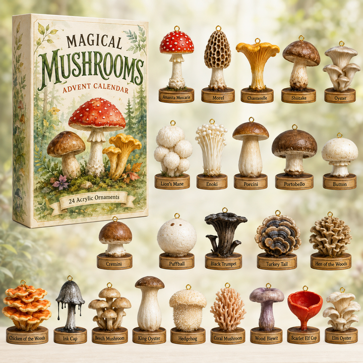 🍄 CHRISTMAS KICKOFF 40% OFF ✨ - Magical Mushrooms Advent Calendar 2026 - 24-Day Festive Countdown, Acrylic Charms Blind Box - Gift For Mushroom & Nature Lovers