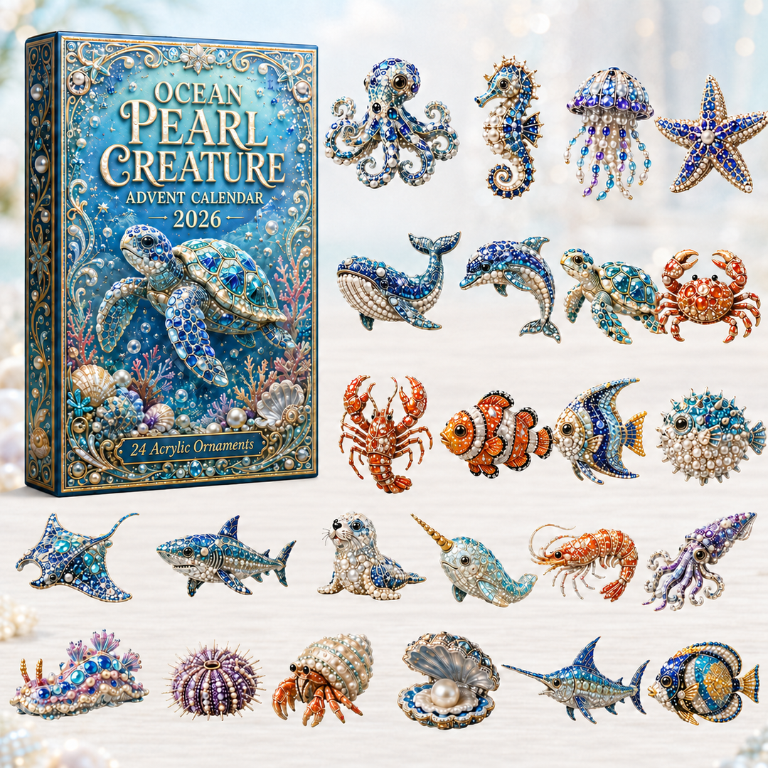 🐚 CHRISTMAS KICKOFF 40% OFF 🐠 - Ocean Pearl Creature Advent Calendar 2026 - 24-Day Festive Countdown, Acrylic Charms Blind Box - Gift For Ocean Lovers
