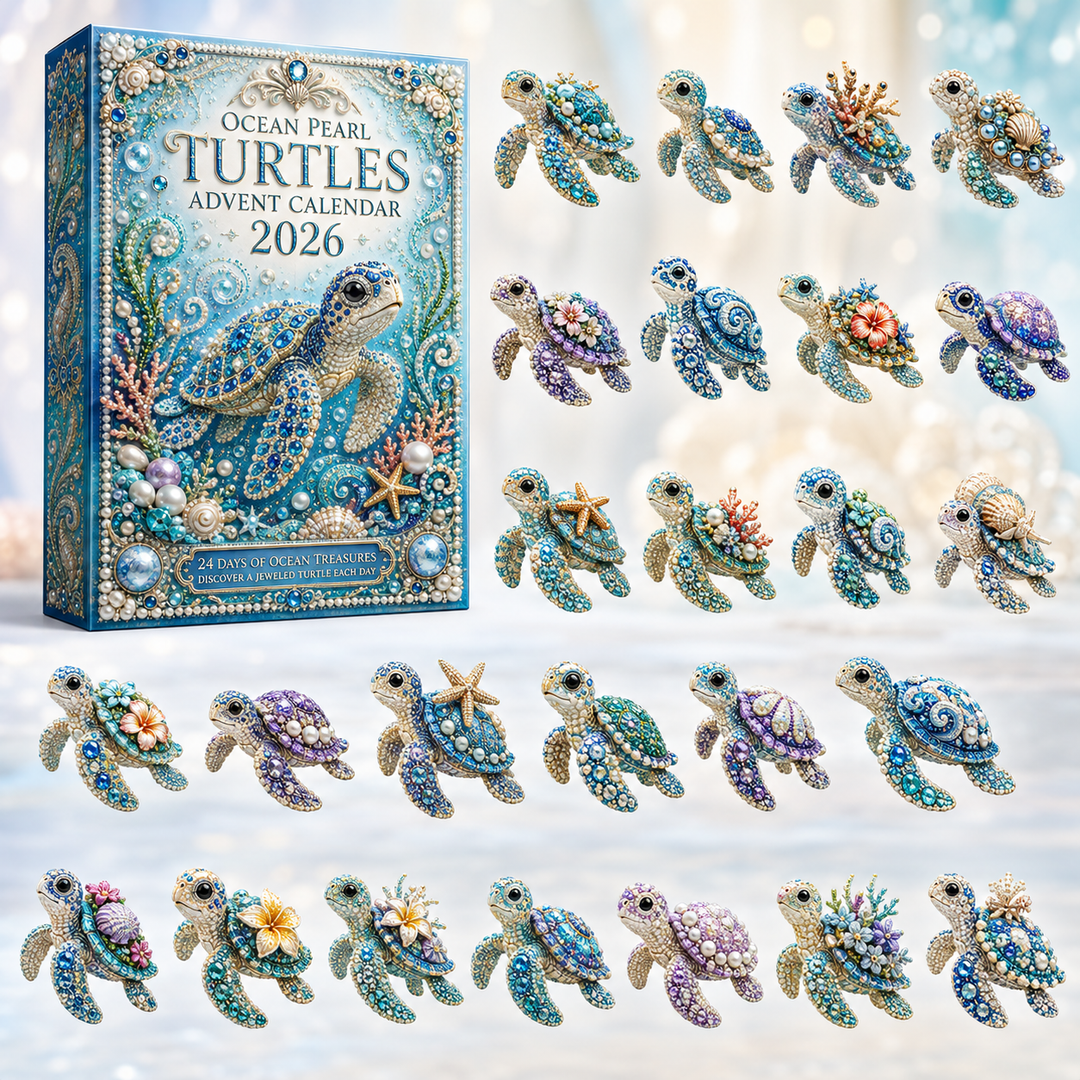 🐢 CHRISTMAS KICKOFF 40% OFF ✨ - Ocean Pearl Turtles Advent Calendar 2026 - 24-Day Festive Countdown, Acrylic Charms Blind Box - Gift For Turtle Lovers