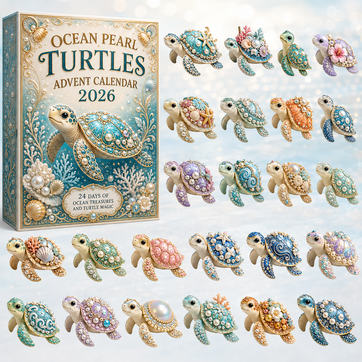 🐢 CHRISTMAS KICKOFF 40% OFF 🌊 - Pearl Sea Turtle Voyage Advent Calendar 2026 - 24-Day Festive Countdown, Acrylic Charms Blind Box - Gift For Turtle Lovers