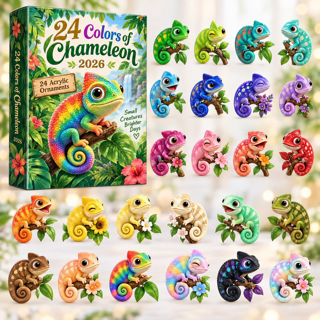 CHRISTMAS KICKOFF 40% OFF - 24 Colors Of Chameleon Advent Calendar 2026 - 24-Day Festive Countdown, Acrylic Charms Blind Box - Gift For Lizard Lovers AC0HT644