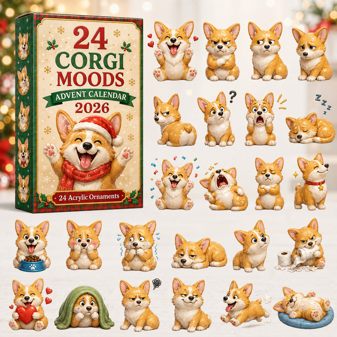 CHRISTMAS KICKOFF 40% OFF - 24 Corgi Moods Advent Calendar 2026 - 24-Day Festive Countdown, Acrylic Charms Blind Box - Gift For Corgi Lovers