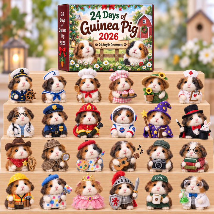 CHRISTMAS KICKOFF 40% OFF - 24 Days Of Guinea Pig Advent Calendar 2026 - 24-Day Festive Countdown, Acrylic Charms Blind Box - Gift For Guinea Pig Lovers AC0HT641
