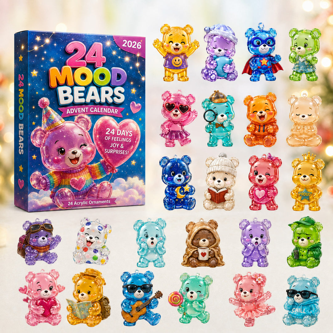 CHRISTMAS KICKOFF 40% OFF - 24 Mood Bears Advent Calendar 2026 - 24-Day Festive Countdown, Acrylic Charms Blind Box - Gift For Kids, Family & Friends AC0HT369