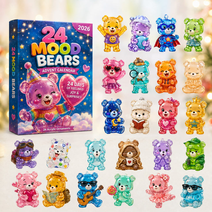 CHRISTMAS KICKOFF 40% OFF - 24 Mood Bears Advent Calendar 2026 - 24-Day Festive Countdown, Acrylic Charms Blind Box - Gift For Kids, Family & Friends AC0HT369