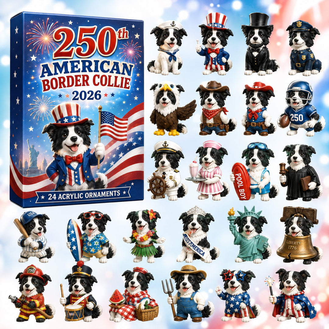 CHRISTMAS KICKOFF 40% OFF - 250th American Border Collie Advent Calendar 2026 - 24-Day Festive Countdown, Acrylic Charms Blind Box - Gift For Border Collie Lovers AC0HT224
