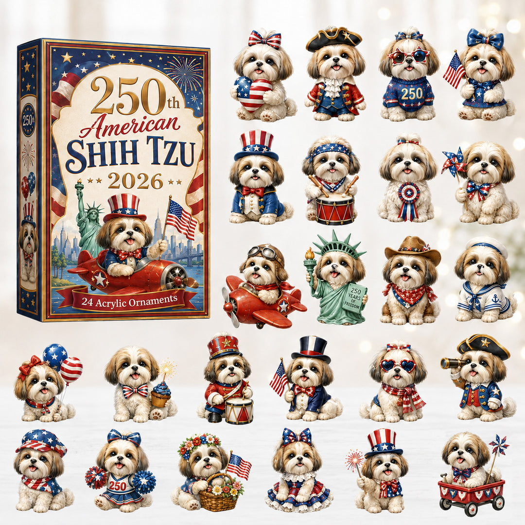 CHRISTMAS KICKOFF 40% OFF - 250th American Shih Tzu Advent Calendar 2026 - 24-Day Festive Countdown, Acrylic Charms Blind Box - Gift For Shih Tzu Lovers AC0HT273