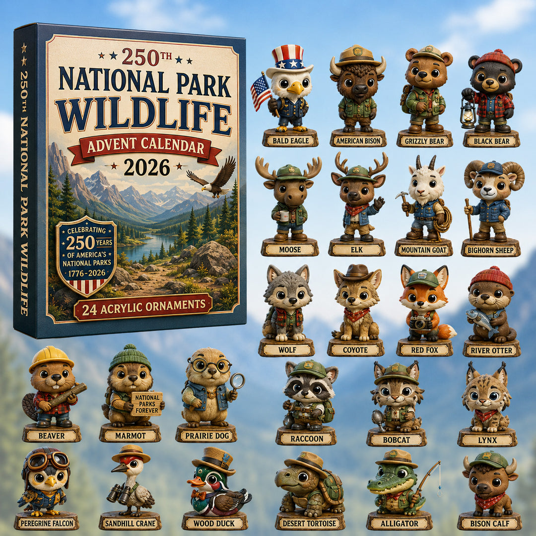 CHRISTMAS KICKOFF 40% OFF - 250th National Park Wildlife Advent Calendar 2026 - 24-Day Festive Countdown, Acrylic Charms Blind Box - Gift For Family & Friends AC0HT294