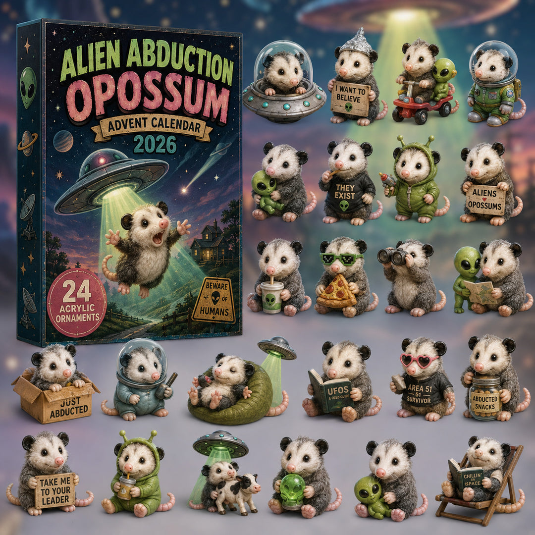 CHRISTMAS KICKOFF 40% OFF - Alien Abduction Opossum Advent Calendar 2026 - 24-Day Festive Countdown, Acrylic Charms Blind Box - Gift For Opossum Lovers AC0HT510