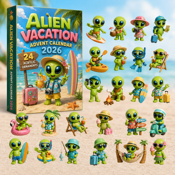 CHRISTMAS KICKOFF 40% OFF - Alien Vacation Advent Calendar 2026 - 24-Day Festive Countdown, Acrylic Charms Blind Box - Gift For Space Lovers, Family & Friends AC0HT253