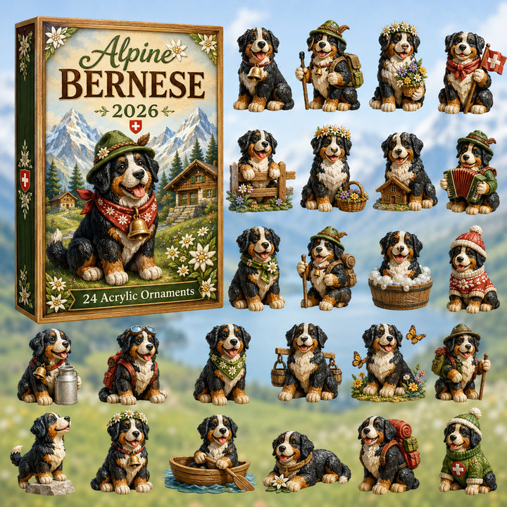 CHRISTMAS KICKOFF 40% OFF - Alpine Bernese Advent Calendar 2026 - 24-Day Festive Countdown, Acrylic Charms Blind Box - Gift For Bernese Mountain Dog Lovers AC0HT413