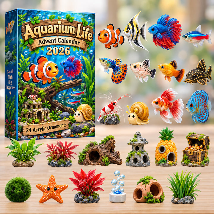 CHRISTMAS KICKOFF 40% OFF - Aquarium Life Advent Calendar 2026 - 24-Day Festive Countdown, Acrylic Charms Blind Box - Gift For Aquarium Lovers AC0HT652