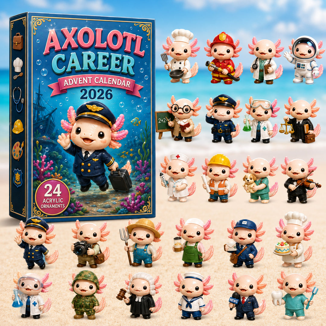 CHRISTMAS KICKOFF 40% OFF - Axolotl Career Advent Calendar 2026 - 24-Day Festive Countdown, Acrylic Charms Blind Box - Gift For Axolotl Lovers AC0HT489