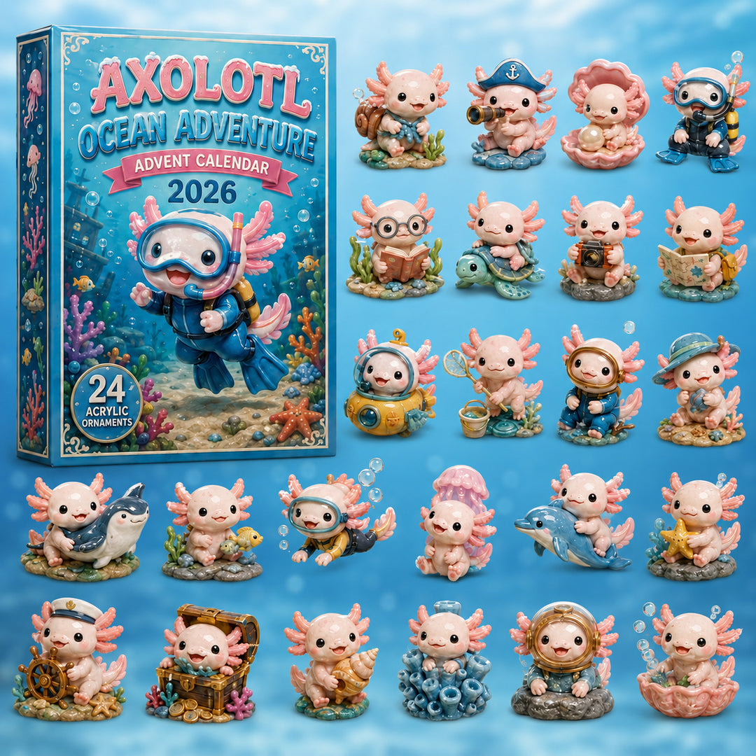 CHRISTMAS KICKOFF 40% OFF - Axolotl Ocean Adventure Advent Calendar 2026 - 24-Day Festive Countdown, Acrylic Charms Blind Box - Gift For Axolotl Lovers AC0HT493