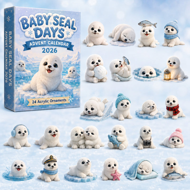 CHRISTMAS KICKOFF 40% OFF - Baby Seal Days Advent Calendar 2026 - 24-Day Festive Countdown, Acrylic Charms Blind Box - Gift For Seal Lovers AC0HT486