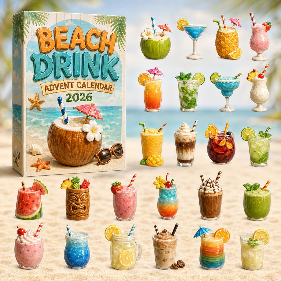 CHRISTMAS KICKOFF 40% OFF - Beach Drink Advent Calendar 2026 - 24-Day Festive Countdown, Acrylic Charms Blind Box - Gift For Beach Lovers AC0HT306