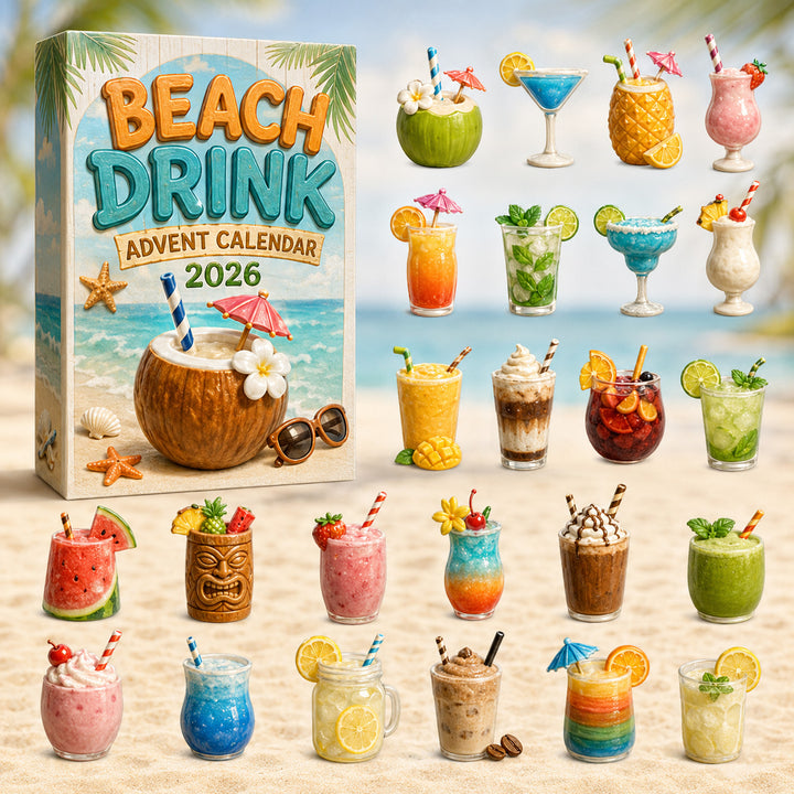 CHRISTMAS KICKOFF 40% OFF - Beach Drink Advent Calendar 2026 - 24-Day Festive Countdown, Acrylic Charms Blind Box - Gift For Beach Lovers AC0HT306