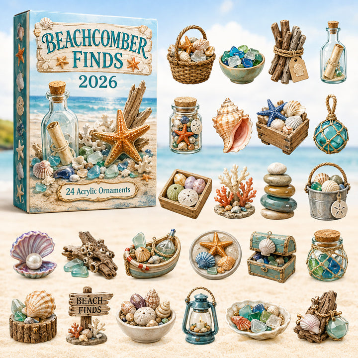 CHRISTMAS KICKOFF 40% OFF - Beachcomber Finds Advent Calendar 2026 - 24-Day Festive Countdown, Acrylic Charms Blind Box - Gift For Beach Lovers AC0HT308