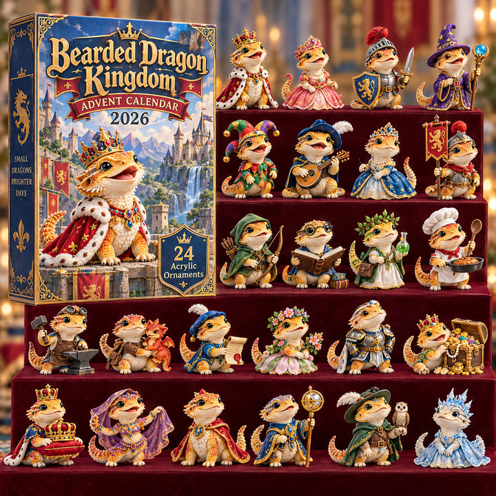 CHRISTMAS KICKOFF 40% OFF - Bearded Dragon Kingdom Advent Calendar 2026 - 24-Day Festive Countdown, Acrylic Charms Blind Box - Gift For Bearded Dragon Lovers AC0HT658