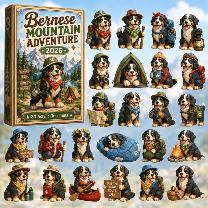 CHRISTMAS KICKOFF 40% OFF - Bernese Mountain Adventure Advent Calendar 2026 - 24-Day Festive Countdown, Acrylic Charms Blind Box - Gift For Bernese Mountain Dog Lovers AC0HT416