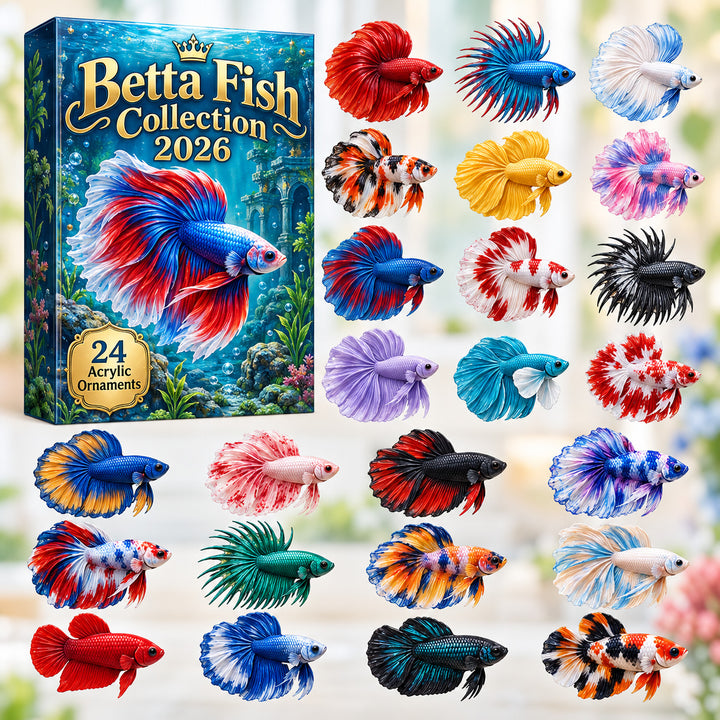 CHRISTMAS KICKOFF 40% OFF - Betta Fish Collection Advent Calendar 2026 - 24-Day Festive Countdown, Acrylic Charms Blind Box - Gift For Aquarium Lovers AC0HT651