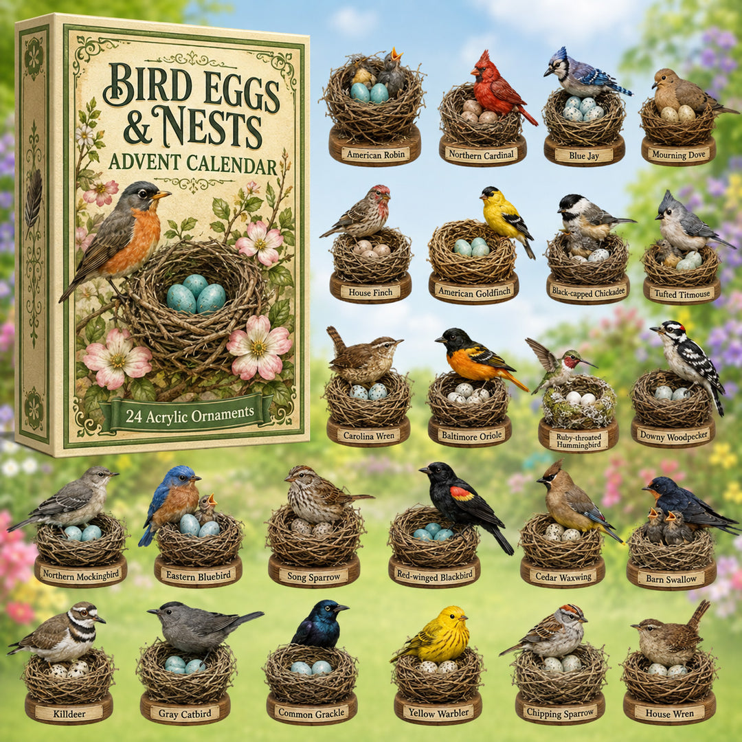 CHRISTMAS KICKOFF 40% OFF - Bird Eggs & Nests Advent Calendar 2026 - 24-Day Festive Countdown, Acrylic Charms Blind Box - Gift For Birds Lovers AC0HT220