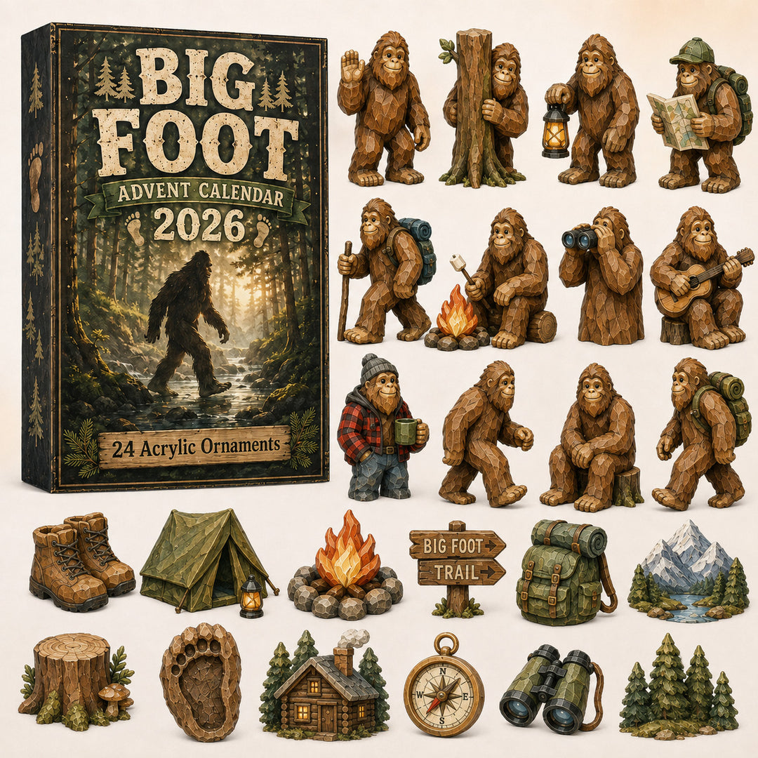 CHRISTMAS KICKOFF 40% OFF - Camping Big Foot Advent Calendar 2026 - 24-Day Festive Countdown, Acrylic Charms Blind Box - Gift For Campers, Family & Friends