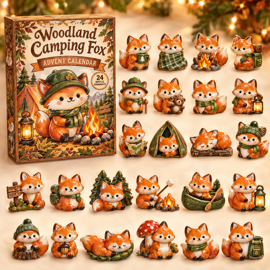 CHRISTMAS KICKOFF 40% OFF - Camping Fox Advent Calendar 2026 - 24-Day Festive Countdown, Acrylic Charms Blind Box - Gift For Fox Lovers