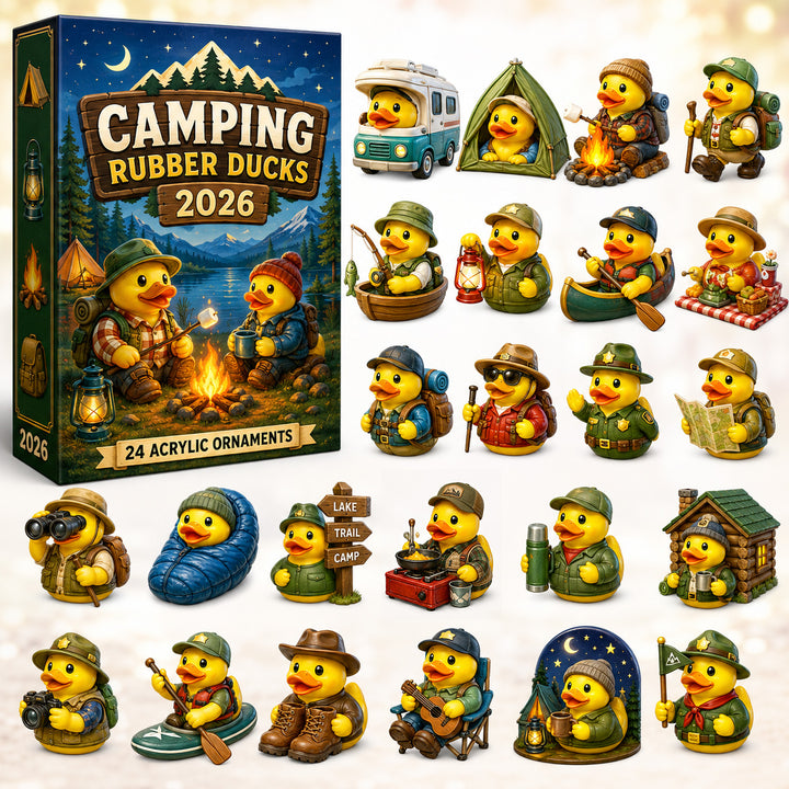 CHRISTMAS KICKOFF 40% OFF - Camping Rubber Duck Advent Calendar 2026 - 24-Day Festive Countdown, Acrylic Charms Blind Box - Gift For Family & Friends