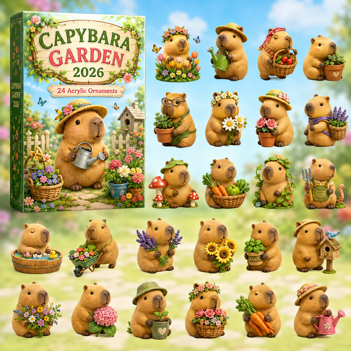 CHRISTMAS KICKOFF 40% OFF - Capybara Garden Advent Calendar 2026 - 24-Day Festive Countdown, Acrylic Charms Blind Box - Gift For Capybara Lovers AC0HT499